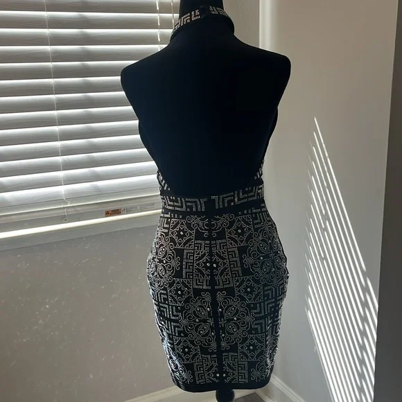 Akira Rhinestone low plunge halter dress. - Picture 6 of 9